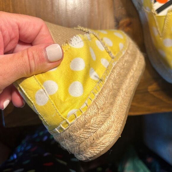 Betsey Johnson Yellow and White Polka Dot Espadrilles - Picture 9 of 11